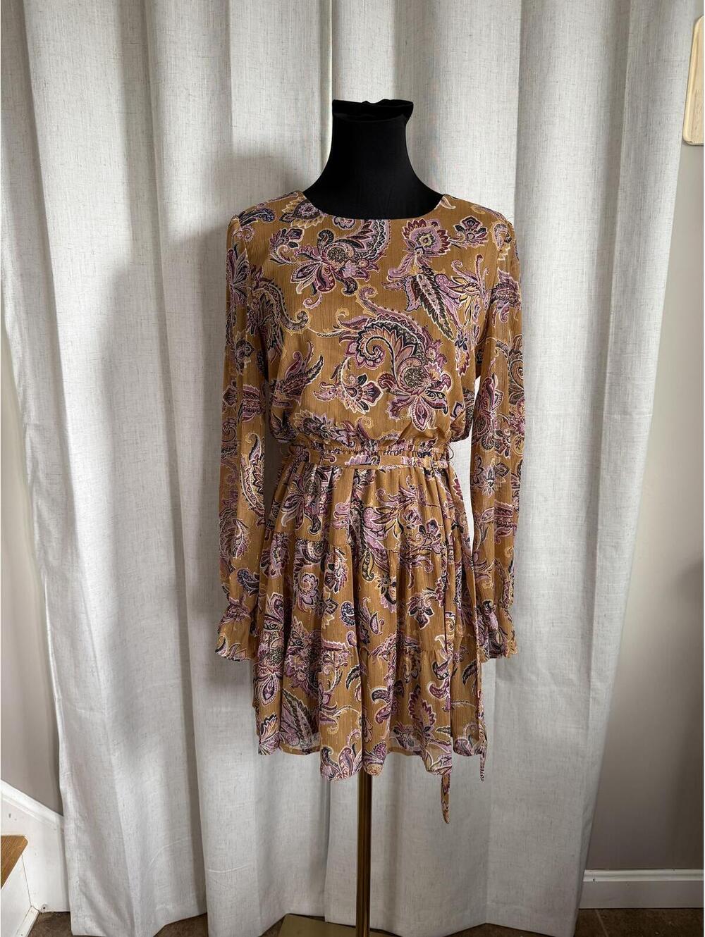 City Studio Medium Paisley Print Long Sleeve Dress